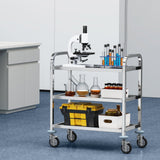 Darrahopens Furniture > Dining > Kitchen & Dining Trolleys VEVOR Stainless Steel Cart, 3 Layers Lab Utility Cart 181 kg Weight Capacity, Medical Cart with Lockable Universal Wheels, for Lab, Clinic, Kitchen, Salon