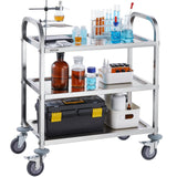 Darrahopens Furniture > Dining > Kitchen & Dining Trolleys VEVOR Stainless Steel Cart, 3 Layers Lab Utility Cart 181 kg Weight Capacity, Medical Cart with Lockable Universal Wheels, for Lab, Clinic, Kitchen, Salon
