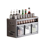 Darrahopens Furniture > Dining > Kitchen & Dining Trolleys Wall Mounted Kitchen Spice Box Shelf Multifunctional Organiser for Herbs Spices - 3-Grids