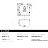 Darrahopens Furniture > Dining > Kitchen Sinks 450x450mm Handmade Stainless Steel Undermount / Topmount Kitchen Laundry Sink with Waste