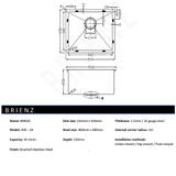 Darrahopens Furniture > Dining > Kitchen Sinks 510x450mm Handmade Stainless Steel Undermount / Topmount Kitchen Laundry Sink with Waste