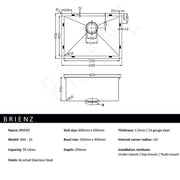 Darrahopens Furniture > Dining > Kitchen Sinks 600x450mm Handmade 1.5mm 16 Gauge Stainless Steel Kitchen Laundry Sink with Waste In Australia - Darrahopens