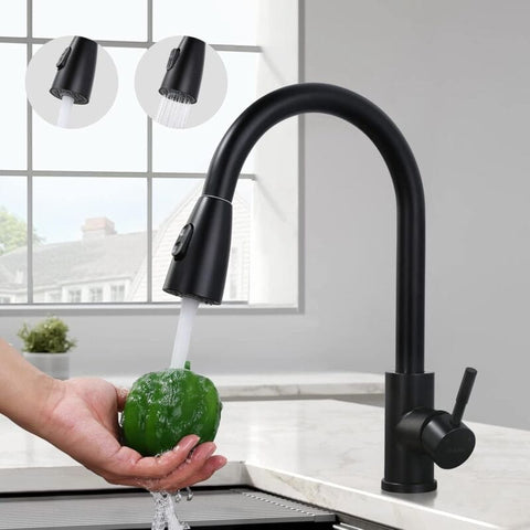 Darrahopens Furniture > Dining > Kitchen Sinks Black Kitchen Faucet, Stainless Steel Pull-Down Sprayer Sink Mixer Tap, 2 Spray Modes Kitchen Mixer Tap, High Spout And