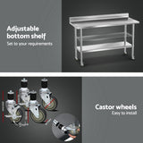 Darrahopens Furniture > Dining > Kitchen Sinks Cefito Stainless Steel Kitchen Bench w/ Splashback 1500x600MM 430