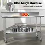 Darrahopens Furniture > Dining > Kitchen Sinks Cefito Stainless Steel Kitchen Bench w/ Splashback 1500x600MM 430