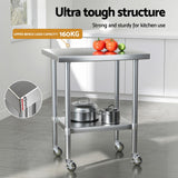 Darrahopens Furniture > Dining > Kitchen Sinks Cefito Stainless Steel Kitchen Bench w/ Splashback 760x610MM 430