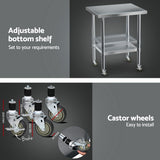 Darrahopens Furniture > Dining > Kitchen Sinks Cefito Stainless Steel Kitchen Bench w/ Splashback 760x610MM 430