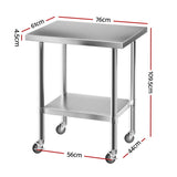 Darrahopens Furniture > Dining > Kitchen Sinks Cefito Stainless Steel Kitchen Bench w/ Splashback 760x610MM 430