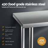 Darrahopens Furniture > Dining > Kitchen Sinks Cefito Stainless Steel Kitchen Bench w/ Splashback 760x610MM 430