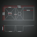 Darrahopens Furniture > Dining > Kitchen Sinks Cefito Stainless Steel Sink 100x45CM With Pull Out Mixer Tap Kitchen Basin Double Bowl Black