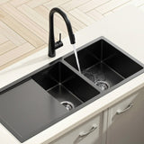 Darrahopens Furniture > Dining > Kitchen Sinks Cefito Stainless Steel Sink 100x45CM With Pull Out Mixer Tap Kitchen Basin Double Bowl Black