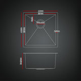 Darrahopens Furniture > Dining > Kitchen Sinks Cefito Stainless Steel Sink 44x44CM With Pull Out Mixer Tap Kitchen Basin Single Bowl Black