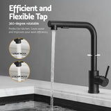 Darrahopens Furniture > Dining > Kitchen Sinks Cefito Stainless Steel Sink 44x44CM With Pull Out Mixer Tap Kitchen Basin Single Bowl Black