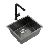 Darrahopens Furniture > Dining > Kitchen Sinks Cefito Stainless Steel Sink 44x44CM With Pull Out Mixer Tap Kitchen Basin Single Bowl Black