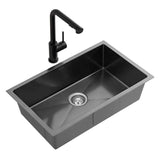 Darrahopens Furniture > Dining > Kitchen Sinks Cefito Stainless Steel Sink 60x45CM With Pull Out Mixer Tap Kitchen Basin Single Bowl Black