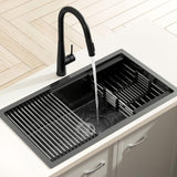 Darrahopens Furniture > Dining > Kitchen Sinks Cefito Stainless Steel Sink 70x45CM With Pull Out Mixer Tap Kitchen Basin Single Bowl Black