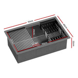 Darrahopens Furniture > Dining > Kitchen Sinks Cefito Stainless Steel Sink 70x45CM With Pull Out Mixer Tap Kitchen Basin Single Bowl Black