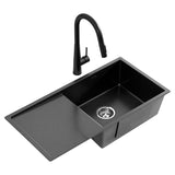 Darrahopens Furniture > Dining > Kitchen Sinks Cefito Stainless Steel Sink 75x45CM With Pull Out Mixer Tap Kitchen Basin Single Bowl Black