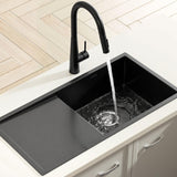 Darrahopens Furniture > Dining > Kitchen Sinks Cefito Stainless Steel Sink 75x45CM With Pull Out Mixer Tap Kitchen Basin Single Bowl Black