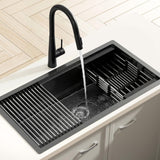 Darrahopens Furniture > Dining > Kitchen Sinks Cefito Stainless Steel Sink 81x45CM With Pull Out Mixer Tap Kitchen Basin Single Bowl Black