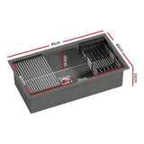 Darrahopens Furniture > Dining > Kitchen Sinks Cefito Stainless Steel Sink 81x45CM With Pull Out Mixer Tap Kitchen Basin Single Bowl Black