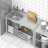 Freestanding Stainless Steel Kitchen Sink 120x50x79cm – Commercial Utility Wash Basin