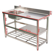Darrahopens Furniture > Dining > Kitchen Sinks Freestanding Stainless Steel Kitchen Sink 120x50x79cm – Commercial Utility Wash Basin