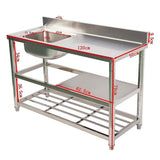 Darrahopens Furniture > Dining > Kitchen Sinks Freestanding Stainless Steel Kitchen Sink 120x50x79cm – Commercial Utility Wash Basin