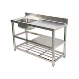 Freestanding Stainless Steel Kitchen Sink 120x50x79cm – Commercial Utility Wash Basin