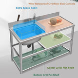 Darrahopens Furniture > Dining > Kitchen Sinks Freestanding Stainless Steel Kitchen Sink 120x50x79cm – Commercial Utility Wash Basin