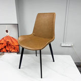 Darrahopens Furniture > Dining Minimal List Dining Chairs PU Retro Chair Cafe Kitchen Modern Metal Legs x 2 Brown