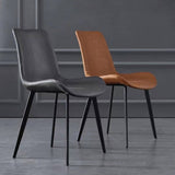 Darrahopens Furniture > Dining Minimal List Dining Chairs PU Retro Chair Cafe Kitchen Modern Metal Legs x 2 Brown