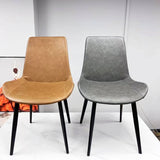 Darrahopens Furniture > Dining Minimal List Dining Chairs PU Retro Chair Cafe Kitchen Modern Metal Legs x 2 Brown