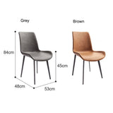 Darrahopens Furniture > Dining Minimal List Dining Chairs PU Retro Chair Cafe Kitchen Modern Metal Legs x 2 Brown