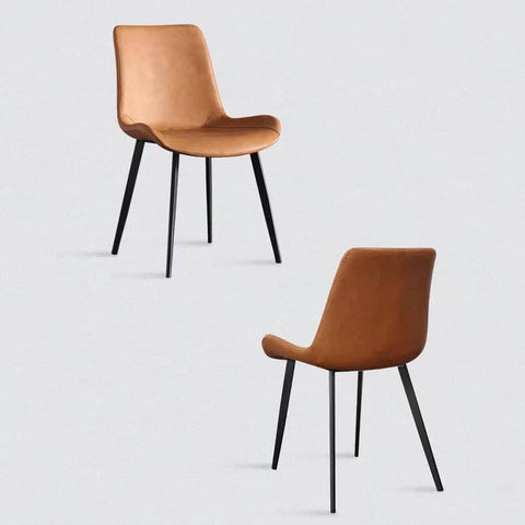 Darrahopens Furniture > Dining Minimal List Dining Chairs PU Retro Chair Cafe Kitchen Modern Metal Legs x 2 Brown