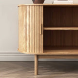 Darrahopens Furniture > Dining Natural Wood Ribbed Sideboard Cabinet