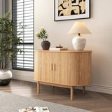 Darrahopens Furniture > Dining Natural Wood Ribbed Sideboard Cabinet