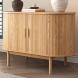 Darrahopens Furniture > Dining Natural Wood Ribbed Sideboard Cabinet