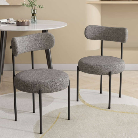 Darrahopens Furniture > Dining Plush Boucle Cushioned Elsa Dining Chairs in Slate Grey