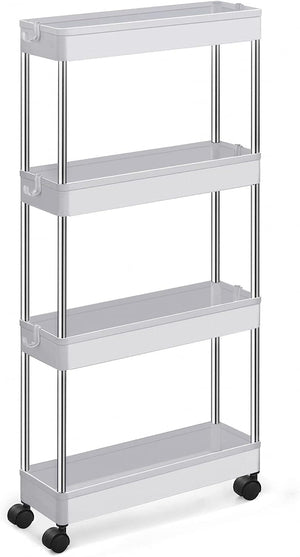 Darrahopens Furniture > Dining SONGMICS 4-Tier Slide Out Slim Narrow Space Organizer Rolling Storage Cart White
