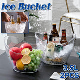 Darrahopens Furniture > Dining > Wine Racks 2PCS Transparent 3.5L Ice Bucket Large Capacity Wine Beer Cooler Picnic Basket