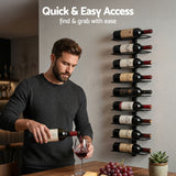 Darrahopens Furniture > Dining > Wine Racks Artiss Wall Mounted Wine Rack 9 Bottles Display Storage Organizer Metal Black
