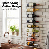 Darrahopens Furniture > Dining > Wine Racks Artiss Wall Mounted Wine Rack 9 Bottles Display Storage Organizer Metal Black