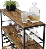 Darrahopens Furniture > Dining > Wine Racks CARLA HOME Large Wine Rack with Glass Holder, Metal Designed Bottle Holder and Wood Countertop for Wine & Champagne