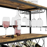 Darrahopens Furniture > Dining > Wine Racks CARLA HOME Large Wine Rack with Glass Holder, Metal Designed Bottle Holder and Wood Countertop for Wine & Champagne