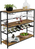 Darrahopens Furniture > Dining > Wine Racks CARLA HOME Large Wine Rack with Glass Holder, Metal Designed Bottle Holder and Wood Countertop for Wine & Champagne