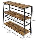 Darrahopens Furniture > Dining > Wine Racks CARLA HOME Large Wine Rack with Glass Holder, Metal Designed Bottle Holder and Wood Countertop for Wine & Champagne