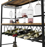 Darrahopens Furniture > Dining > Wine Racks CARLA HOME Large Wine Rack with Glass Holder, Metal Designed Bottle Holder and Wood Countertop for Wine & Champagne