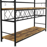 Darrahopens Furniture > Dining > Wine Racks CARLA HOME Large Wine Rack with Glass Holder, Metal Designed Bottle Holder and Wood Countertop for Wine & Champagne