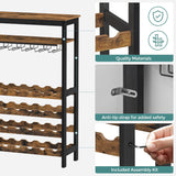 Darrahopens Furniture > Dining > Wine Racks CARLA HOME Large Wine Rack with Glass Holder, Metal Designed Bottle Holder and Wood Countertop up to Wine & Champagne Bottles